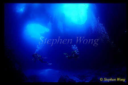 Caves 03 Takako & diver, Eua Tonga2001